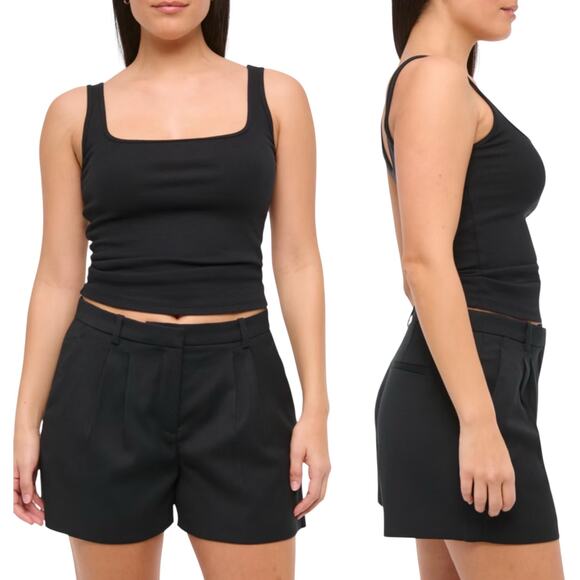 Abercrombie & Fitch Pleated Menswear Tailored Shorts Curve Love Black Size 27 - Picture 1 of 8